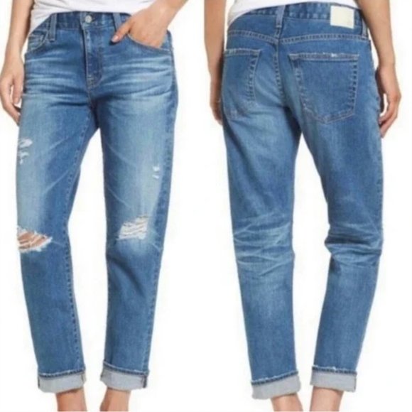 Ag Adriano Goldschmied Denim - AG Adriano Goldschmied AgEd Denim Ex Boyfriend Slim Slouchy Jeans Blue Size 25 R